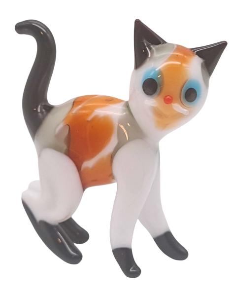 Katze stehend (weiß-braun-grau)